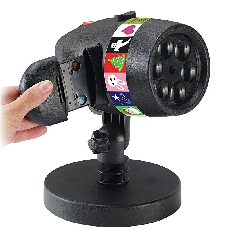 "Starlight Shower: 12 Colorful Slides Laser Projector for Festive Seasons"