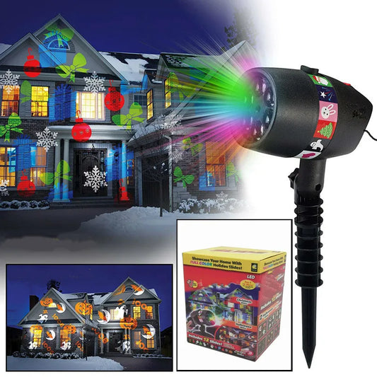 "Starlight Shower: 12 Colorful Slides Laser Projector for Festive Seasons"