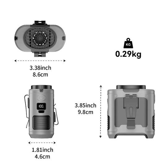 Portable Waist Fan with Power Bank and LED Light