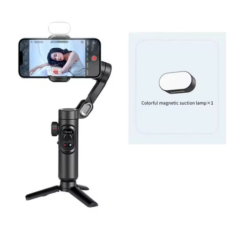 "AOCHUAN 3-Axis Handheld Gimbal Stabilizer with Fill Light - Perfect for Tiktok, Vlogs, and Face Tracking on iPhone and Android!"