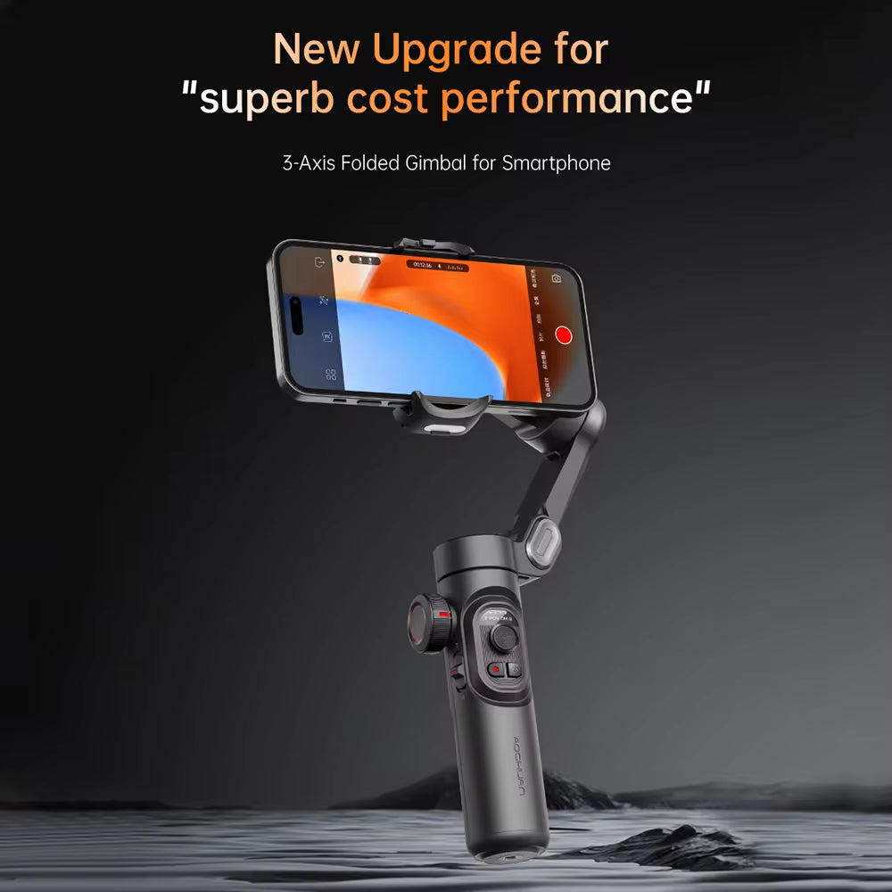 "AOCHUAN 3-Axis Handheld Gimbal Stabilizer with Fill Light - Perfect for Tiktok, Vlogs, and Face Tracking on iPhone and Android!"